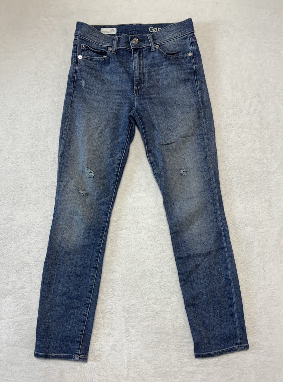 Gap 1969 Jeans Womens 26 Short Vintage Blue Slim Straight Stretch Denim